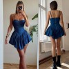 Kadın Kot Kumaş Göğüs Glop Detaylı Sırt Fermuarlı Mini Boy Elbise - 160172 Kadın Kot Kumaş Göğüs Glop Detaylı Sırt Fermuarlı Mini Boy Elbise - 160172