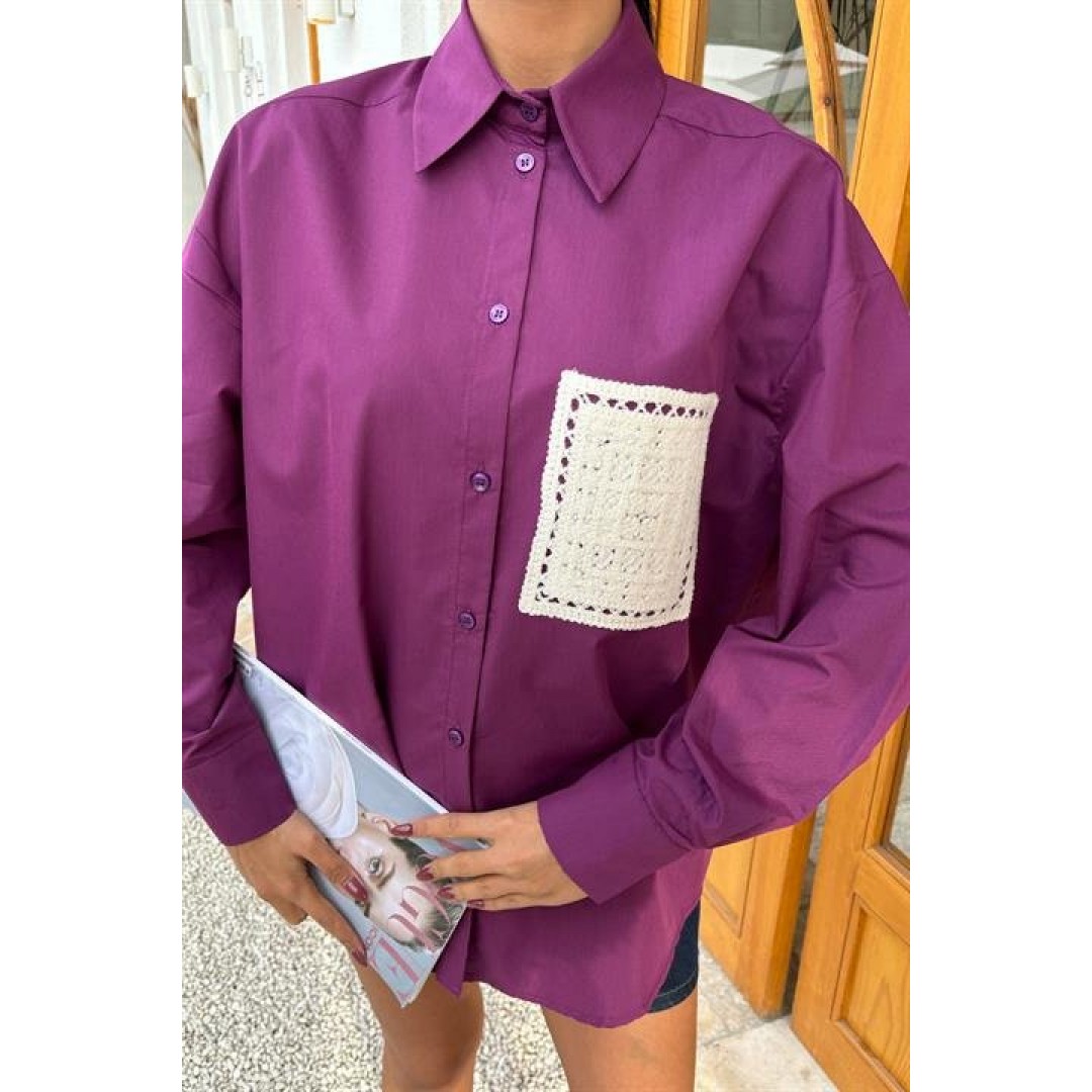 Süzine Cepli Arkası Yırtmaçlı Oversize Gömlek 3420 158762 Süzine Cepli Arkası Yırtmaçlı Oversize Gömlek 3420 158762