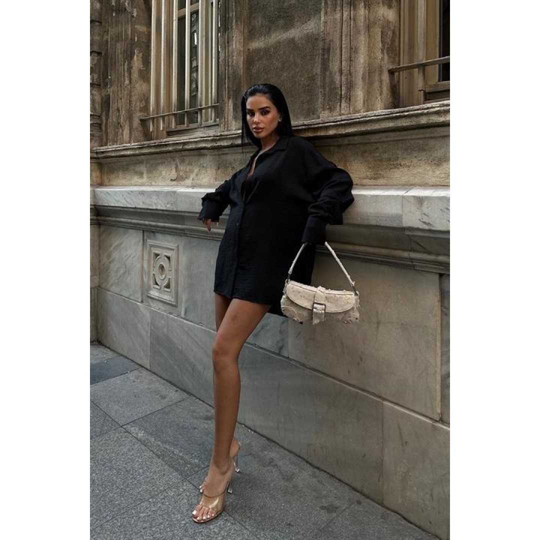Alina Kol Cut Out Keten Gömlek 3252-08 - 155819 Alina Kol Cut Out Keten Gömlek 3252-08 - 155819