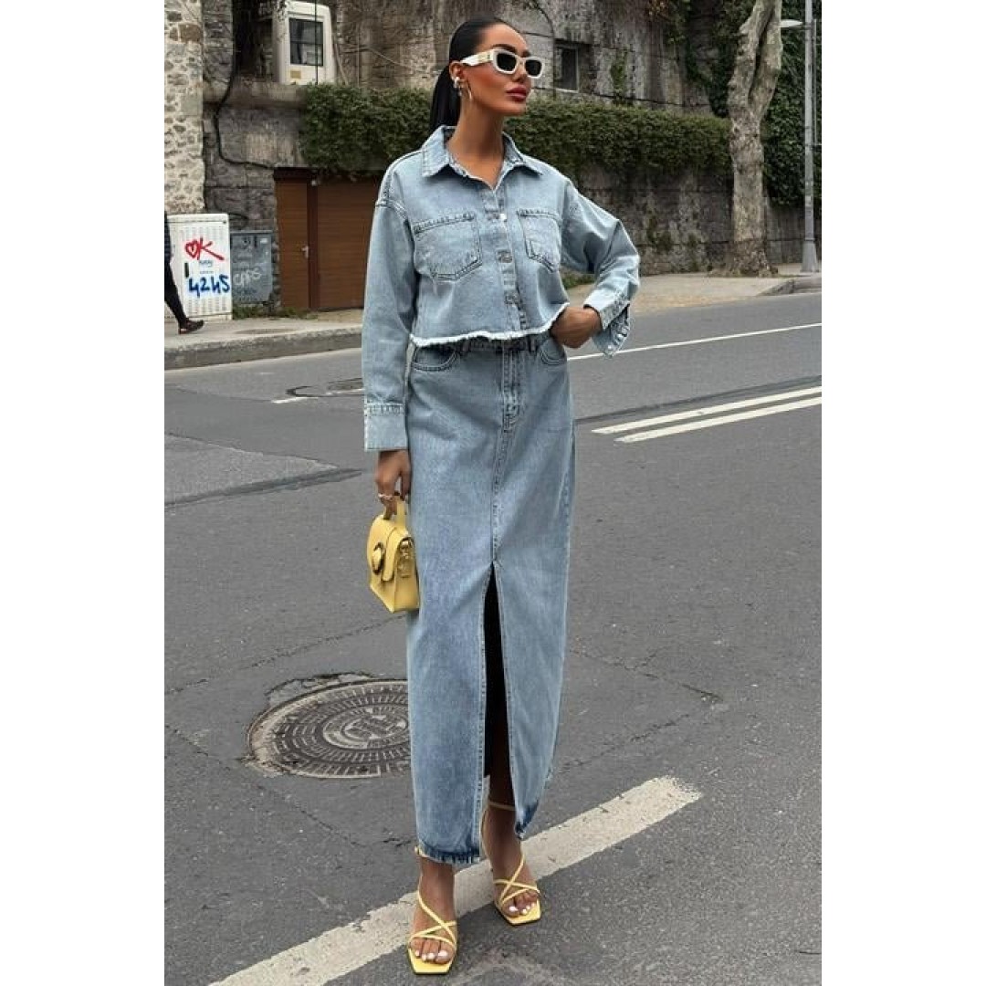 Veronika Yırtmaçlı Denim Takım 9913 155028 Veronika Yırtmaçlı Denim Takım 9913 155028