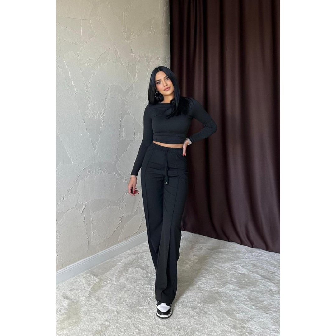 Siyah Bel Büzgülü Pantolon 151740 Siyah Bel Büzgülü Pantolon 151740