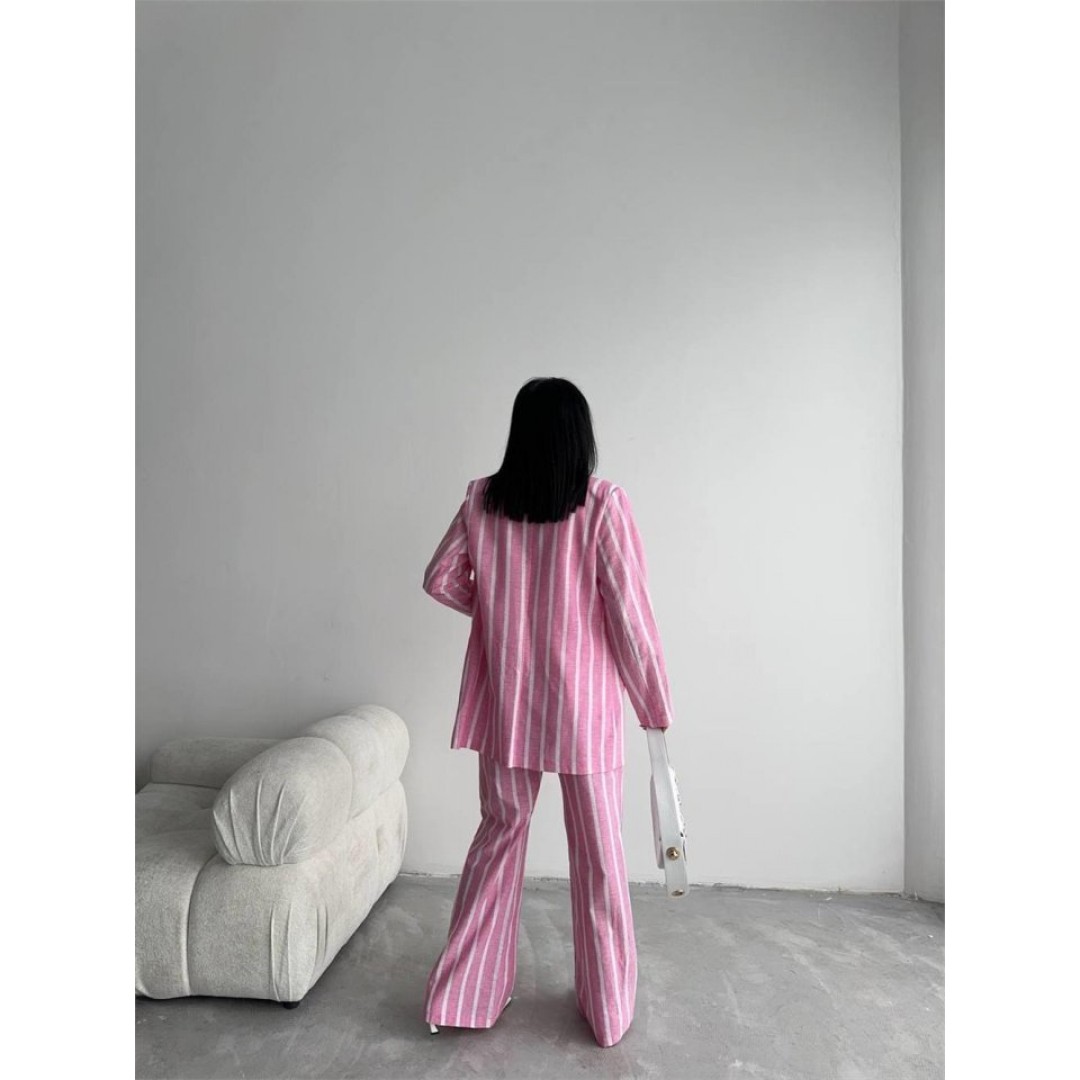 ÇİZGİLİ KETEN YELEK-PANTOLON TAKIM - Pembe 152058 ÇİZGİLİ KETEN YELEK-PANTOLON TAKIM - Pembe 152058