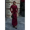 Kadife Baskılı Sırt Dekolteli Astarlı Elbise 2825 158543 Kadife Baskılı Sırt Dekolteli Astarlı Elbise 2825 158543
