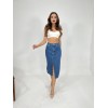 6478 DENİM MIDI SLIT SKIRT-MAVİ - 143156 6478 DENİM MIDI SLIT SKIRT-MAVİ - 143156