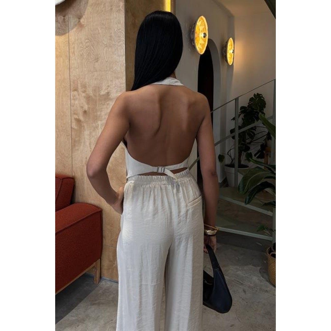 Halter Yaka Yelekli Modal Takım 10144 159111 Halter Yaka Yelekli Modal Takım 10144 159111