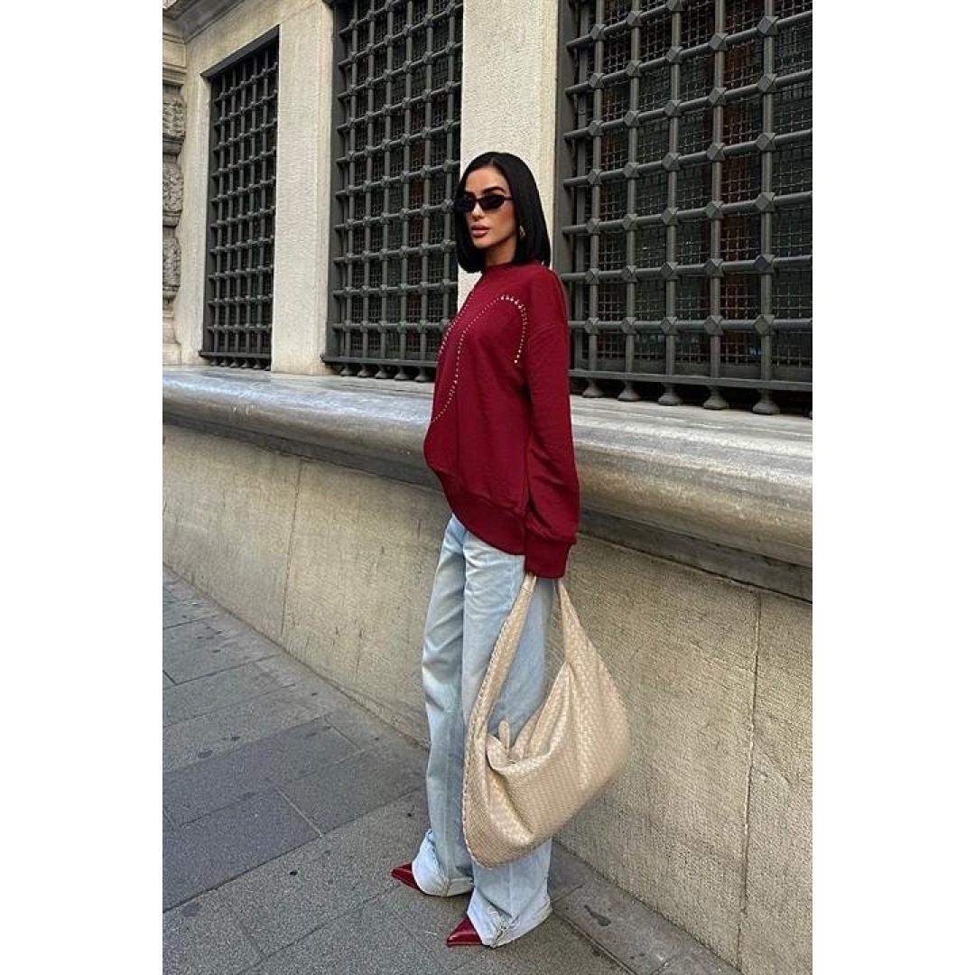 Gümüş Taşlı Sweatshirt 8052 158384