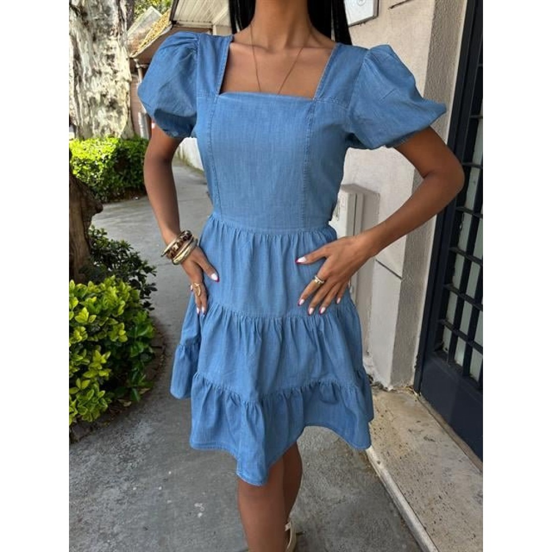 Kare Yakalı Ve Gipe Detaylı Tensel Elbise 2883 - 159427 Kare Yakalı Ve Gipe Detaylı Tensel Elbise 2883 - 159427