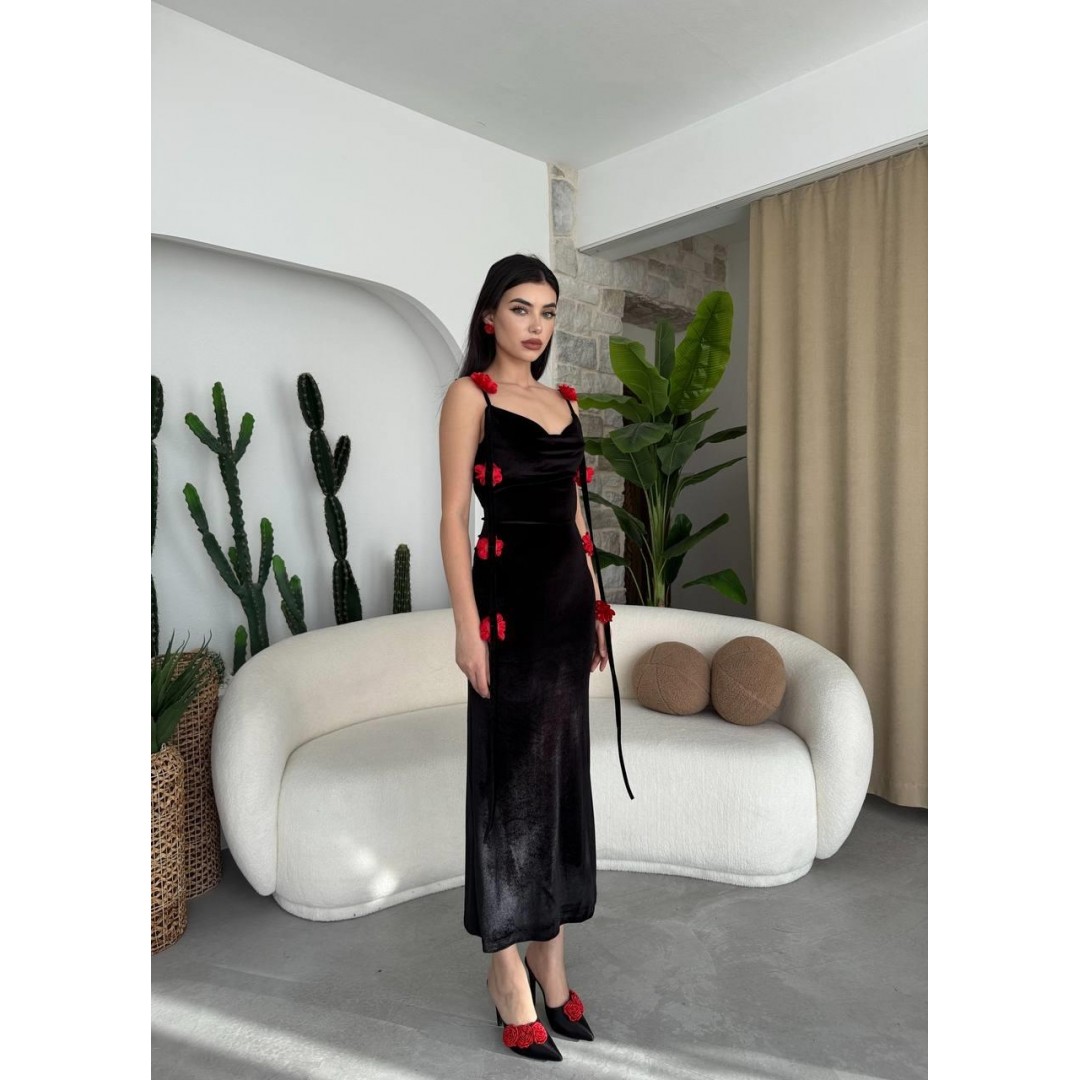 Kadrin Gül Detaylı Elbise - 146982 Kadrin Gül Detaylı Elbise - 146982