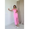 Pembe Madonna Yaka Güllü Elbise 153499