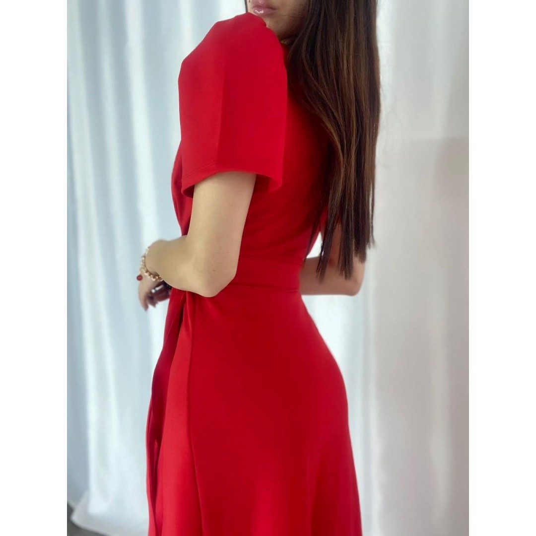 Kadın Kruvaze Yaka Midi Boy Kuşaklı Krep Elbise 120 Cm - 54533 Kadın Kruvaze Yaka Midi Boy Kuşaklı Krep Elbise 120 Cm - 54533