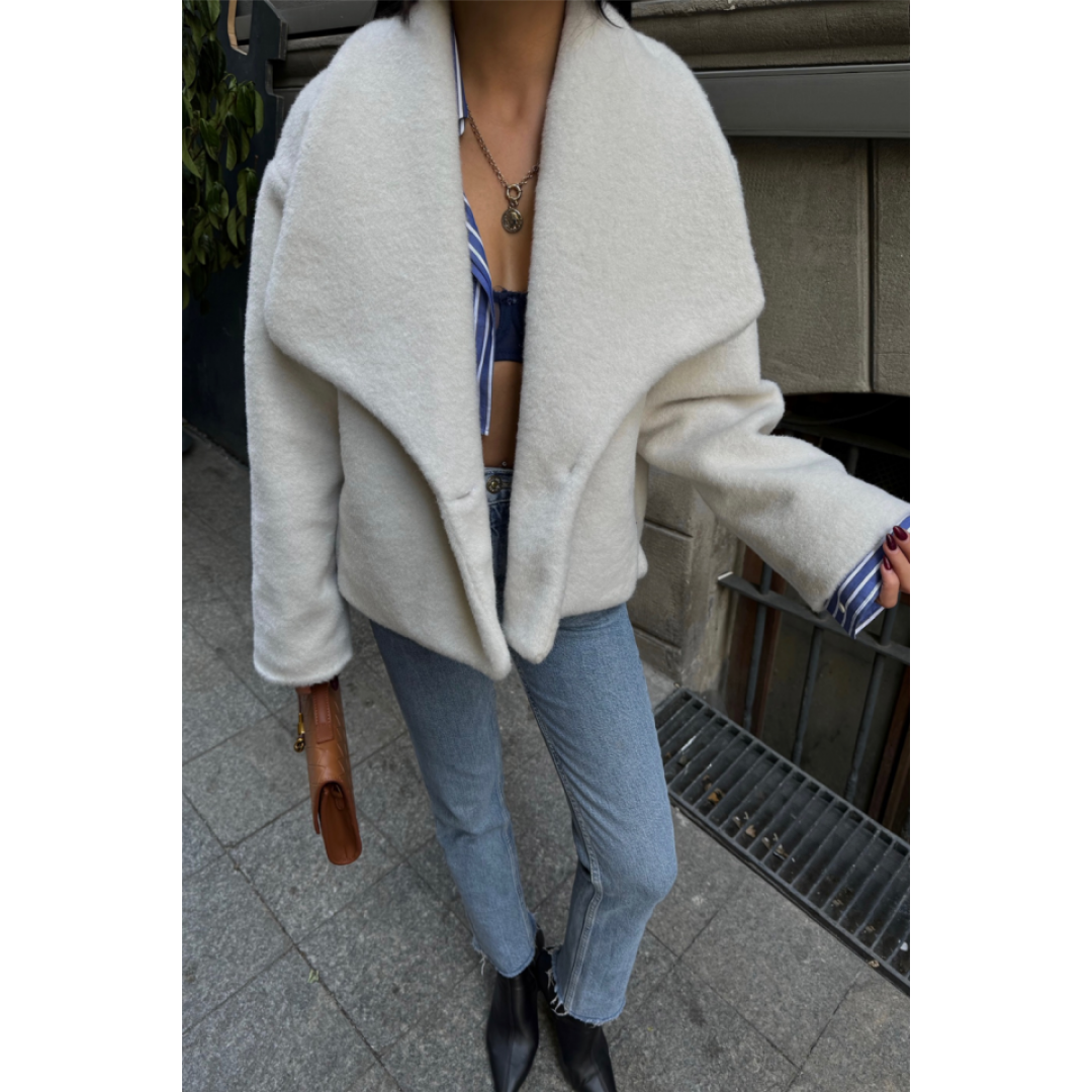 YÜN CROP KABAN - Krem 151196 YÜN CROP KABAN - Krem 151196