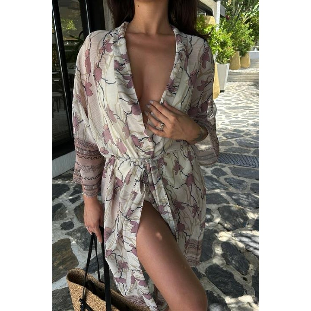 Sandra Desenli Şifon Kimono 5156-08 155224 Sandra Desenli Şifon Kimono 5156-08 155224