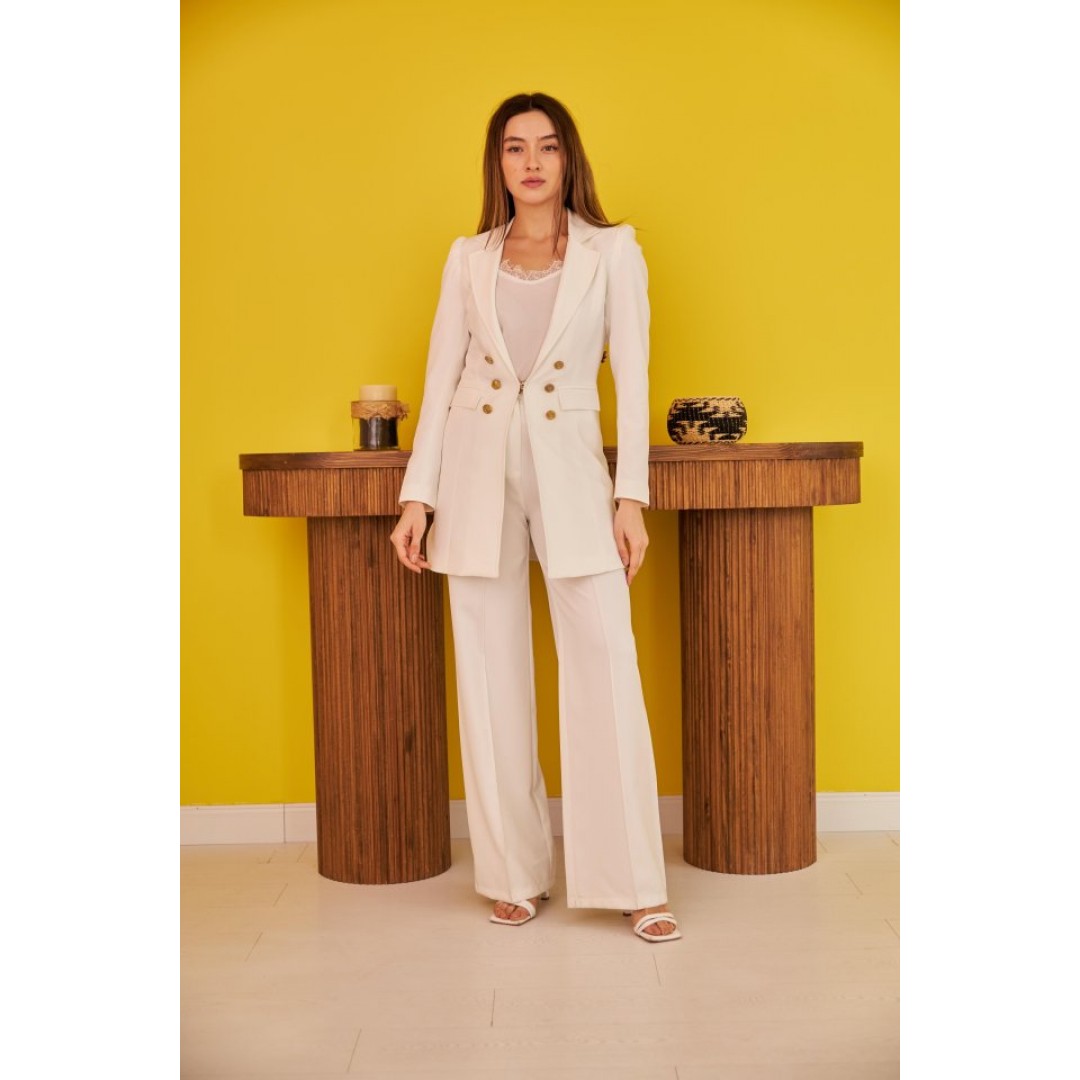 Ekru Blazer Düğmeli Ceket 151226