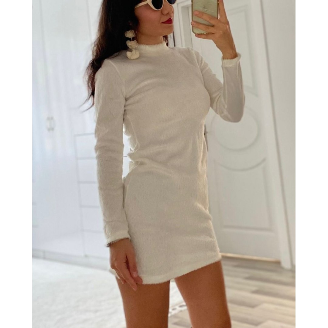 Kadın Uzun Kollu Peluş Mini Boy Elbise - 132464 Kadın Uzun Kollu Peluş Mini Boy Elbise - 132464