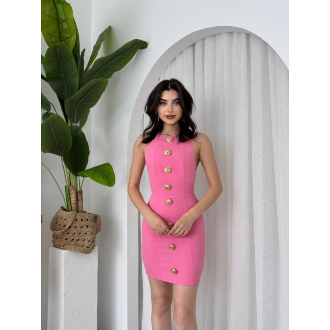 Katalina Gül Düğmeli Elbise - 156126 Katalina Gül Düğmeli Elbise - 156126