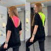 Kadın İki İplik Kumaş Sırt Neon Detay Bluz 100734