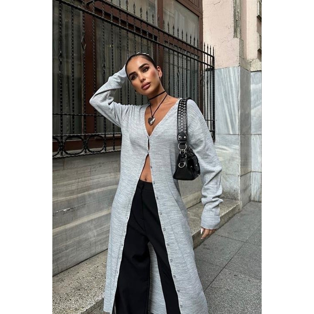 Sandy Düğmeli Uzun Hırka 5100-23 155739