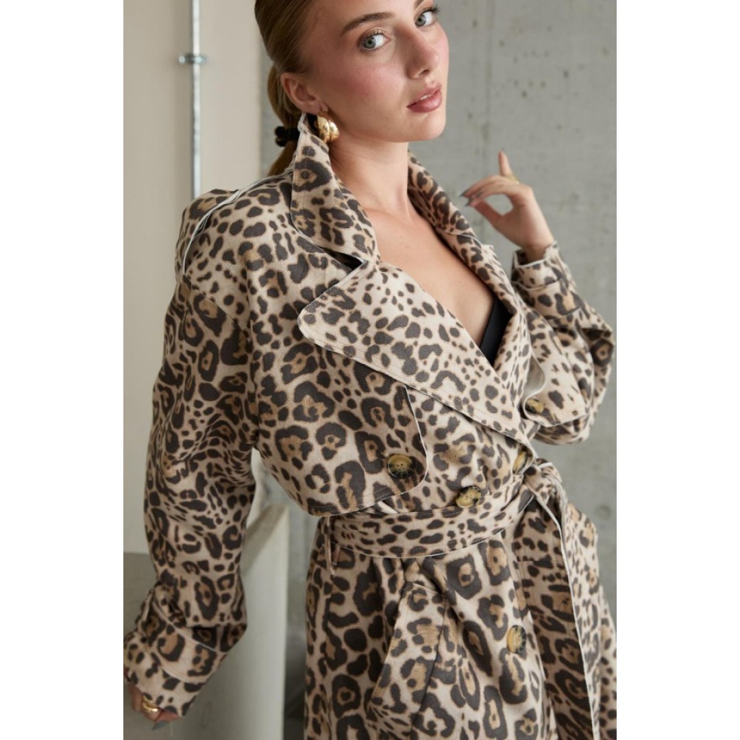 Leopar Ön Ve Arkası Pelerinli Kaban 153818 Leopar Ön Ve Arkası Pelerinli Kaban 153818