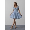 Beli Korseli Mini Elbise - Bebe Mavisi - 162833 Beli Korseli Mini Elbise - Bebe Mavisi - 162833