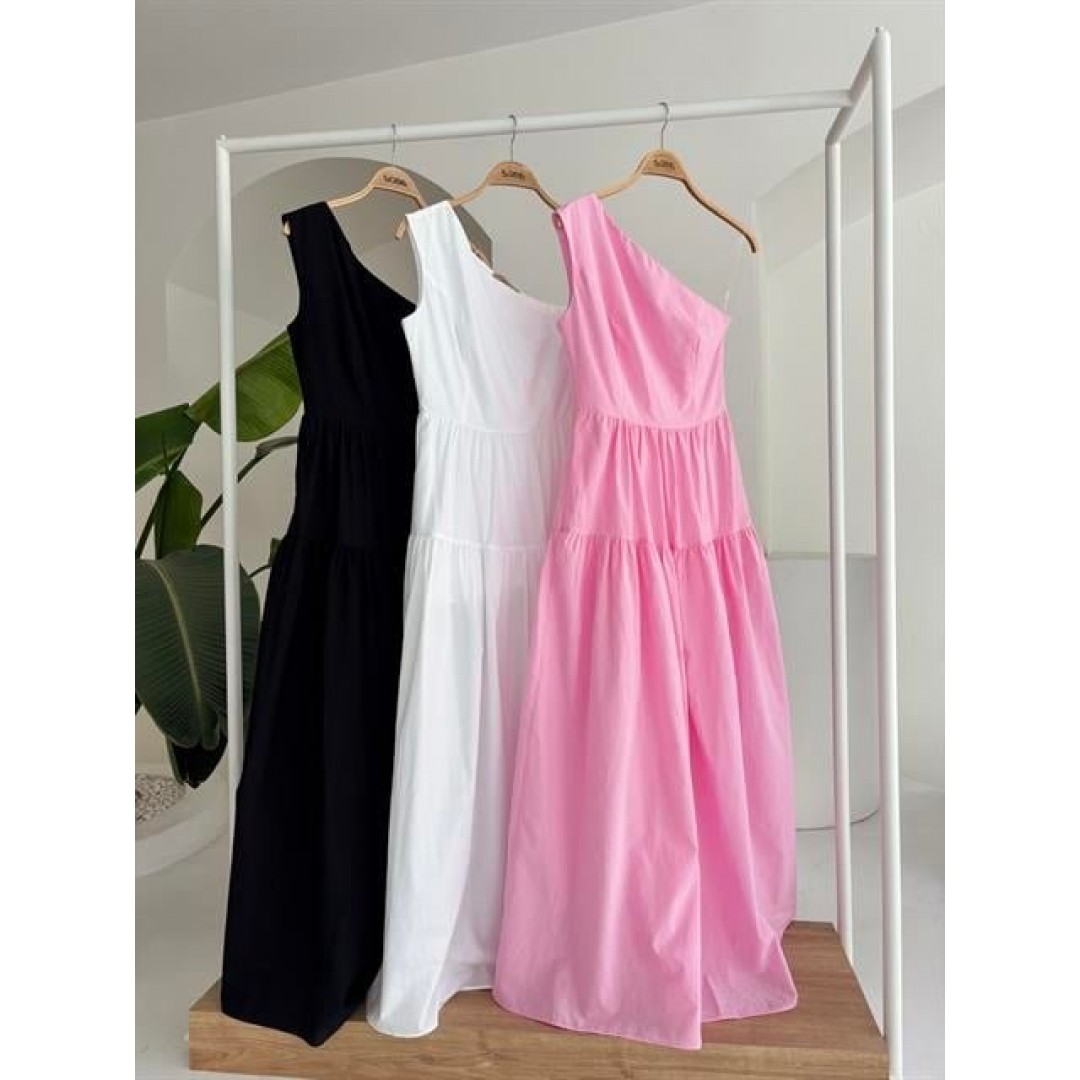 Tek Omuzlu Pile Detay Maxi Elbise 2895 160562 Tek Omuzlu Pile Detay Maxi Elbise 2895 160562