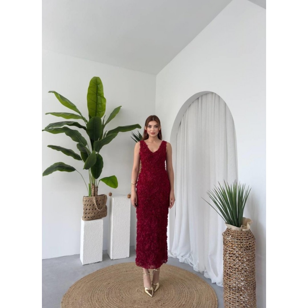 Kren Gül Detaylı Elbise - 162374 Kren Gül Detaylı Elbise - 162374