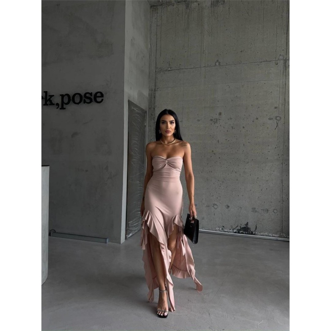 STRABLEZ SANDY ELBİSE YANLARI KATLI - Bej 152045 STRABLEZ SANDY ELBİSE YANLARI KATLI - Bej 152045