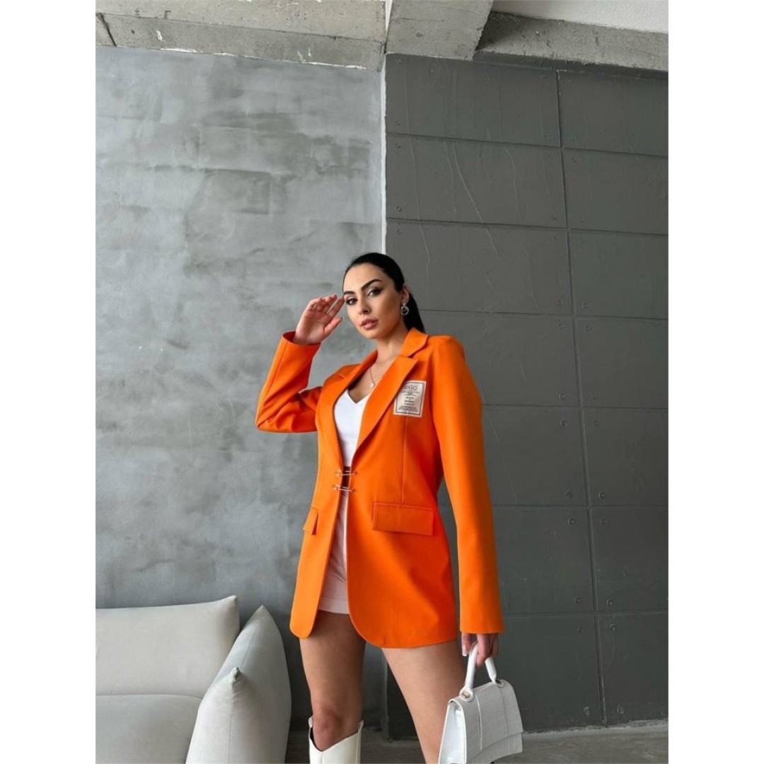 ELLO ETİKETLİ ÇENGELLİ İĞNE DETAYLI CEKET - Orange 150965 ELLO ETİKETLİ ÇENGELLİ İĞNE DETAYLI CEKET - Orange 150965