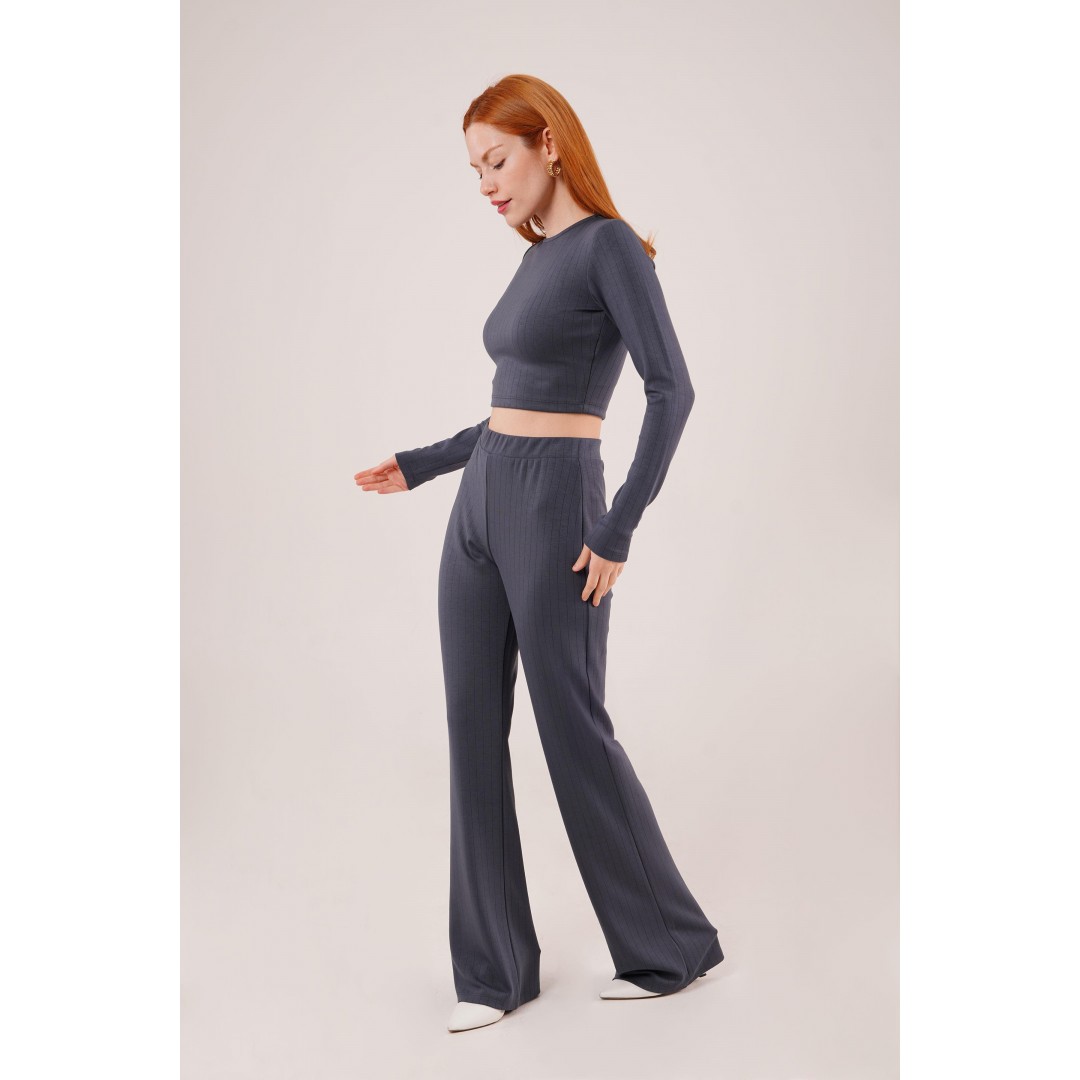 Fitilli Bluz Ve Pantolon Antrasit İkili Takım 147558 Fitilli Bluz Ve Pantolon Antrasit İkili Takım 147558