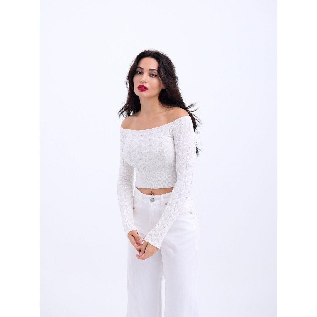 42241 TRİKO KAYIK YAKA CROP-EKRU 143848 42241 TRİKO KAYIK YAKA CROP-EKRU 143848
