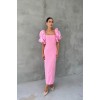 Pembe İşlemeli Kolu Garnili Elbise 154101 Pembe İşlemeli Kolu Garnili Elbise 154101