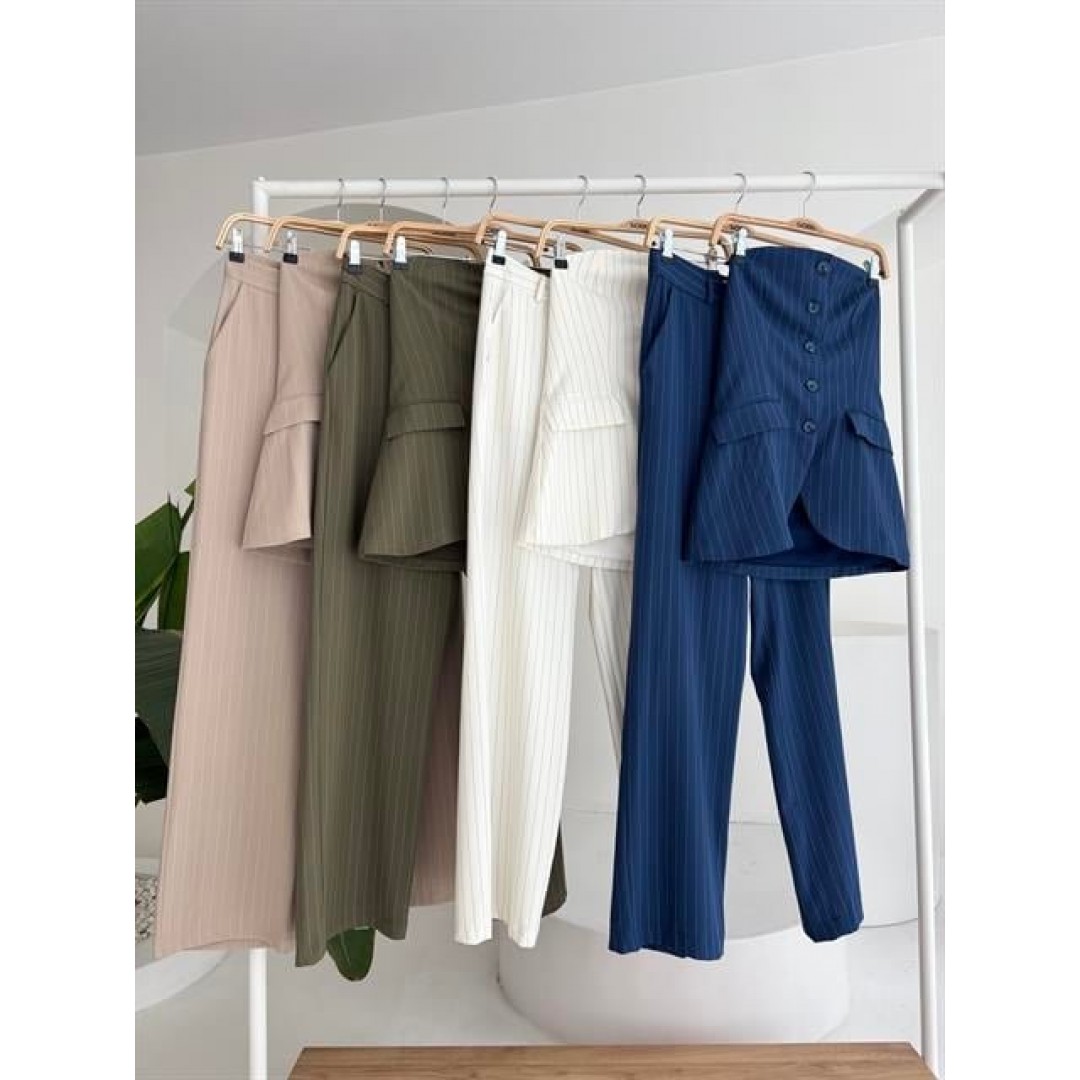 Straplez Büstiyerli Plazzo Pantolonlu Çizgili Takım 10151 159269 Straplez Büstiyerli Plazzo Pantolonlu Çizgili Takım 10151 159269