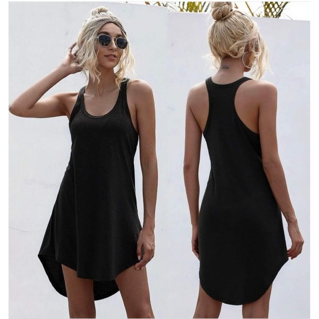 Kadın Kolsuz Halter Yaka Viskon Mini Elbise - 103454 Kadın Kolsuz Halter Yaka Viskon Mini Elbise - 103454