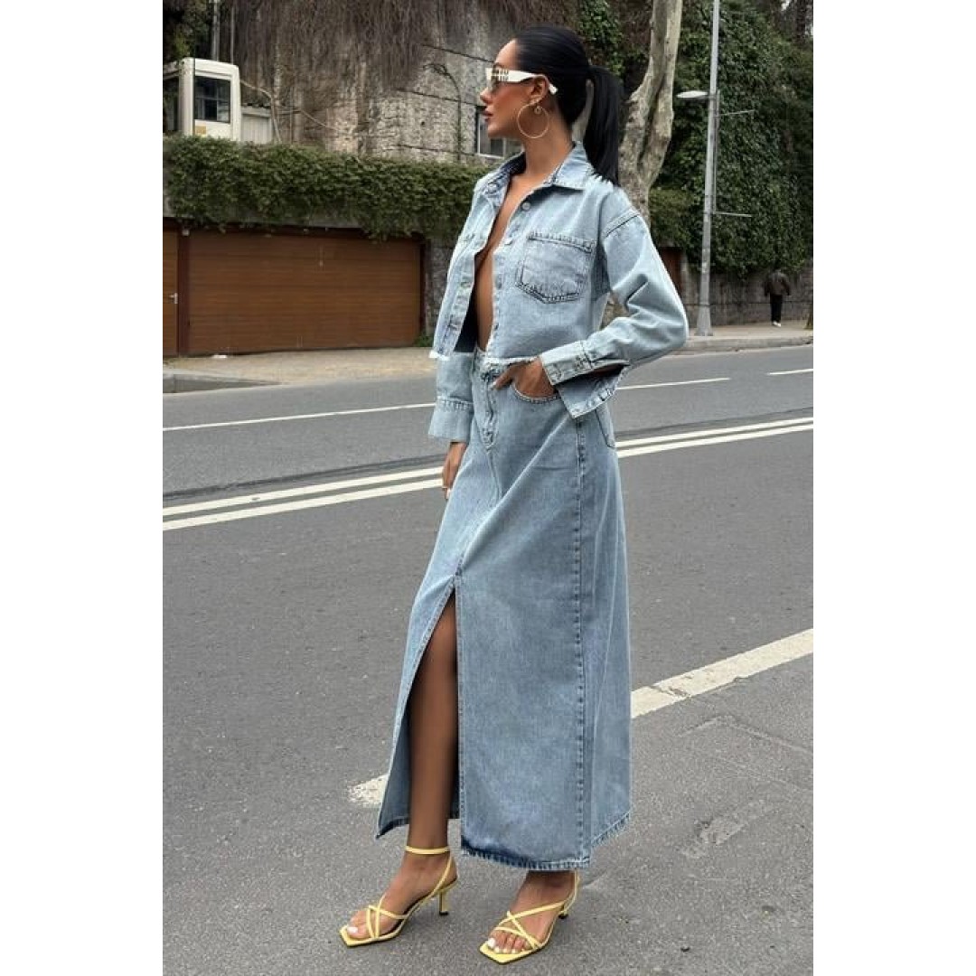 Veronika Yırtmaçlı Denim Takım 9913 155028 Veronika Yırtmaçlı Denim Takım 9913 155028