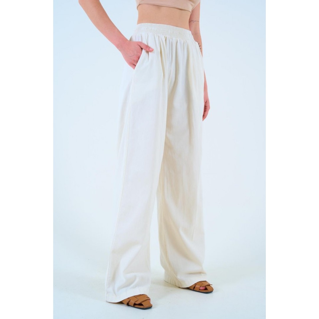 Beli Lastikli Palazo Pantolon - Taş 148476 Beli Lastikli Palazo Pantolon - Taş 148476