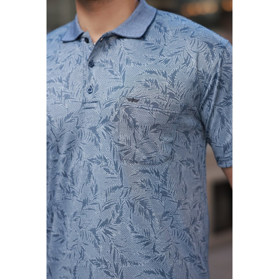 Erkek Yakalı Jakar Baskılı Kısa Kollu T-shirt 160890 Erkek Yakalı Jakar Baskılı Kısa Kollu T-shirt 160890