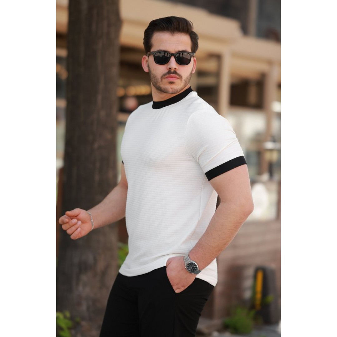 Erkek Bisiklet Yaka örme Pamuklu Kumaş Kısa Kollu T-shirt 160101