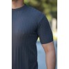 Erkek Bisiklet Yaka örgü Desenli Kısa örme Triko Kısa Kollu T-shirt 161503