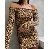 Kadın Madonna Mendil Yaka Leopar Desen Mini Elbise - 133873 Kadın Madonna Mendil Yaka Leopar Desen Mini Elbise - 133873