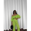 KETEN CROP BLUZ BÜZGÜ YAKA + PANTOLON TAKIM - Yeşil 152486 KETEN CROP BLUZ BÜZGÜ YAKA + PANTOLON TAKIM - Yeşil 152486
