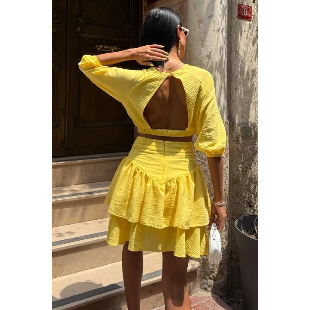 Crop Bluz Ve Kat Kat Etekli Takım 10207 163477 Crop Bluz Ve Kat Kat Etekli Takım 10207 163477