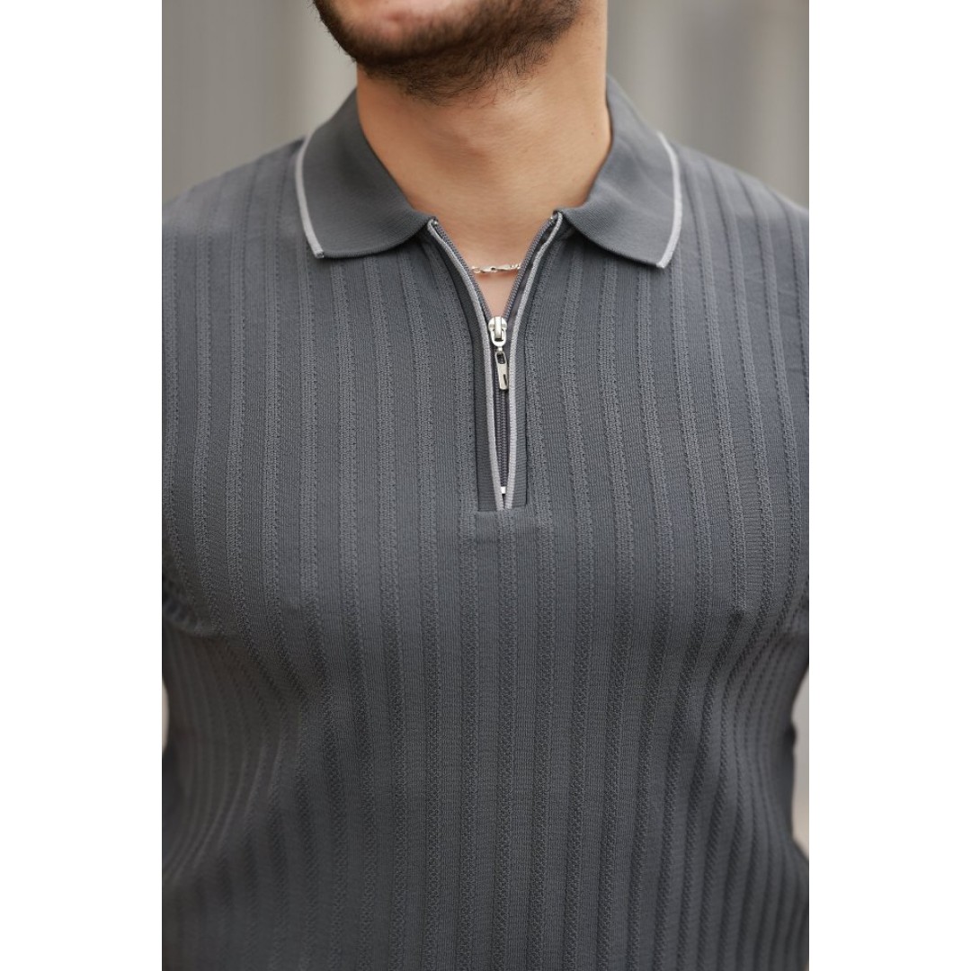 Erkek Fermuarlı Yakalı Kısa Kollu T-shirt 160692 Erkek Fermuarlı Yakalı Kısa Kollu T-shirt 160692