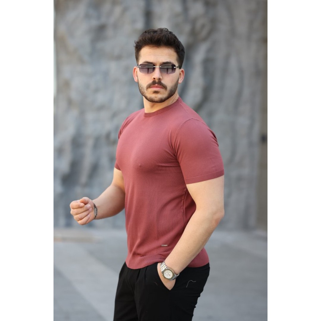 Erkek Viskon Kumaş Bisiklet Yaka Basic Tişört 154300 Erkek Viskon Kumaş Bisiklet Yaka Basic Tişört 154300