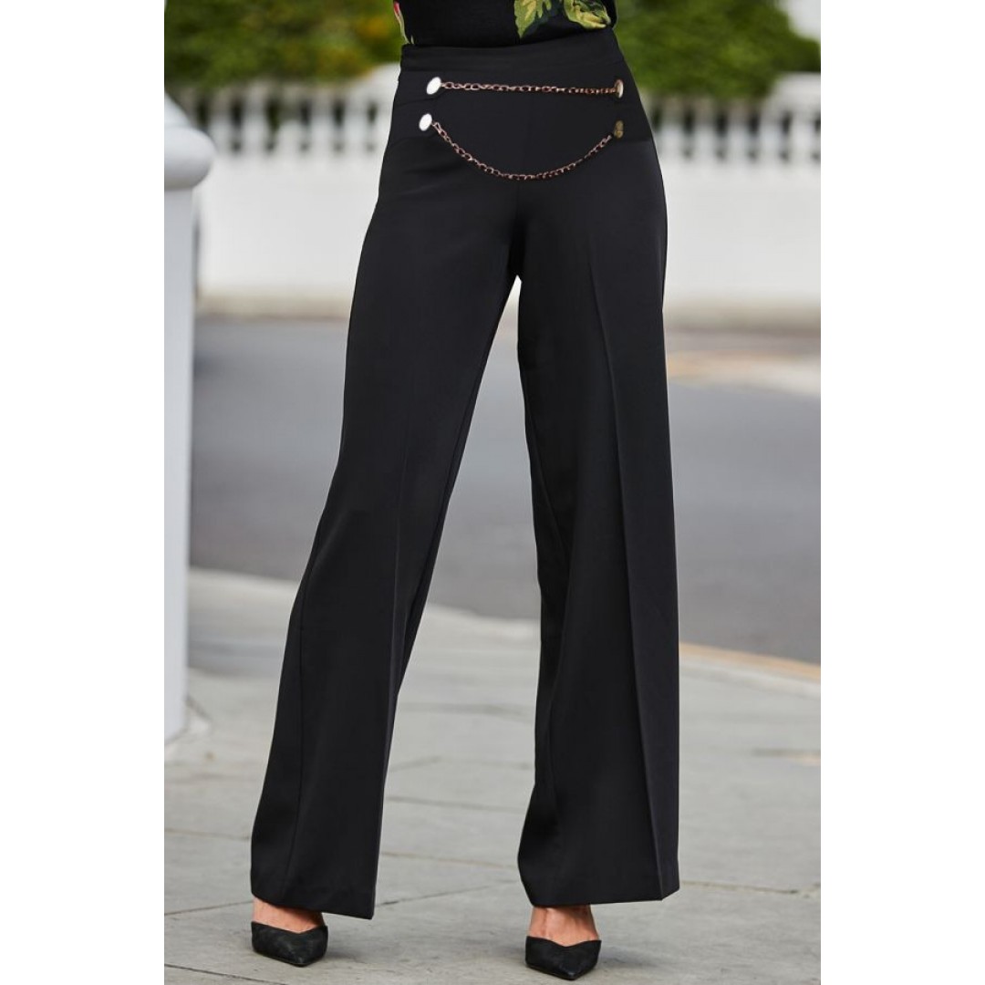 Kadın Beli Zincir Detay Ithal Krep Pantolon - 135071