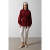 Bel Detaylı Gömlek - Bordo - 154225
