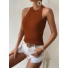 Kadın Kolsuz Halter Yaka Mini Baklava Desenli Triko Bluz - 159561 Kadın Kolsuz Halter Yaka Mini Baklava Desenli Triko Bluz - 159561