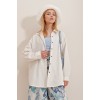 Kadın Keten Kumaş Oversize Gömlek - 159581 Kadın Keten Kumaş Oversize Gömlek - 159581