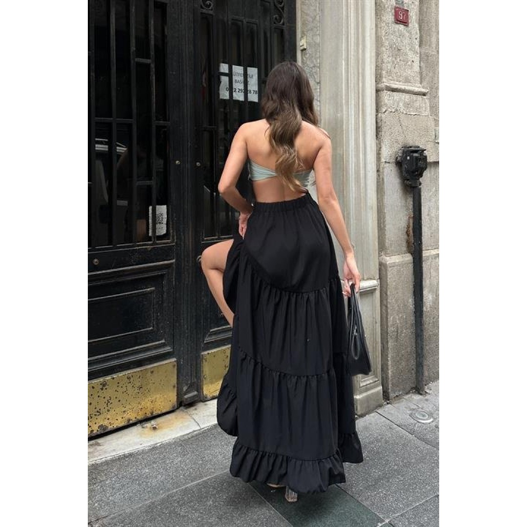 Audrey Fıfrlı Yırtmaç Detay Etek 4037 155233