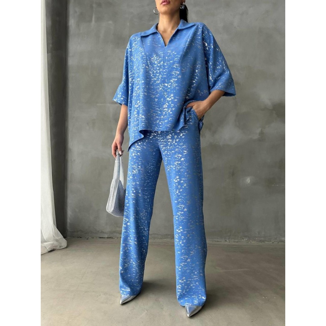 VARAKLI BLUZ PANTOLON TAKIM - Mavi 150781 VARAKLI BLUZ PANTOLON TAKIM - Mavi 150781