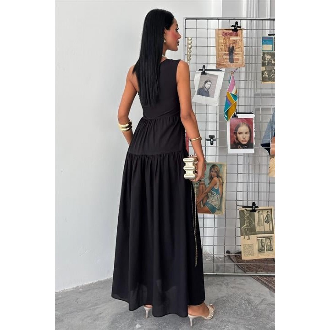 Tek Omuzlu Pile Detay Maxi Elbise 2895 160562 Tek Omuzlu Pile Detay Maxi Elbise 2895 160562