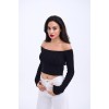 42241 TRİKO KAYIK YAKA CROP-SİYAH 143850